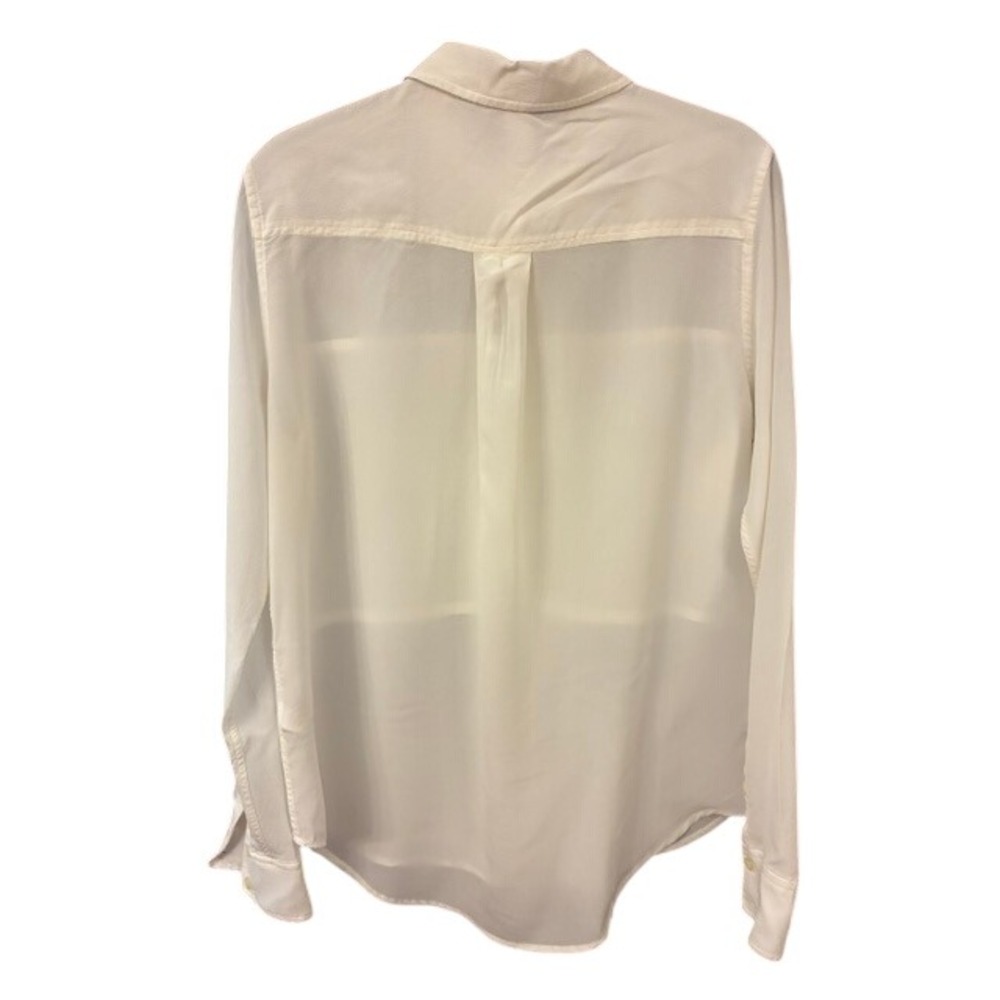 Spanx Button Down Shirt Womens Size M Cream 100% Silk Sheer Paneled Excellent - Picture 2 of 5